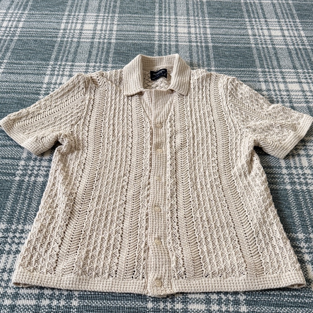 Abercrombie & Fitch Cream Knit Collared Top